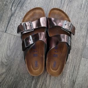 Birkenstock Arizona Sandal Size 39 Metallic Anthracite